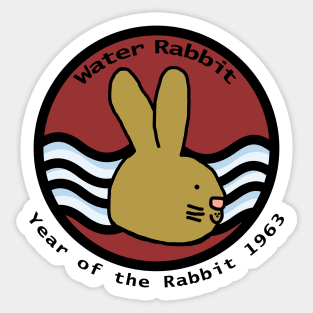 Water Bunny Rabbit Year of the Rabbit 1963 Sticker